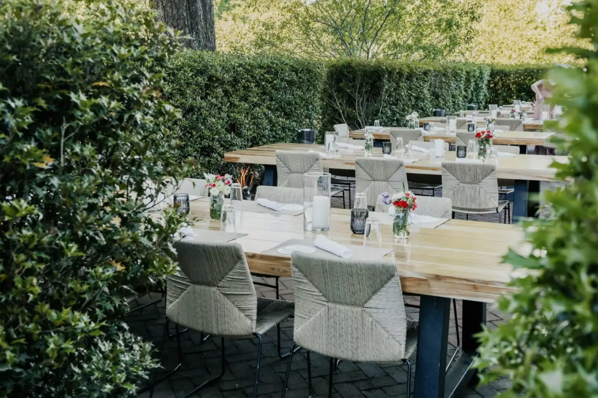 Outdoor dining at Jean-Georges at Topping Rose House, Bridgehampton