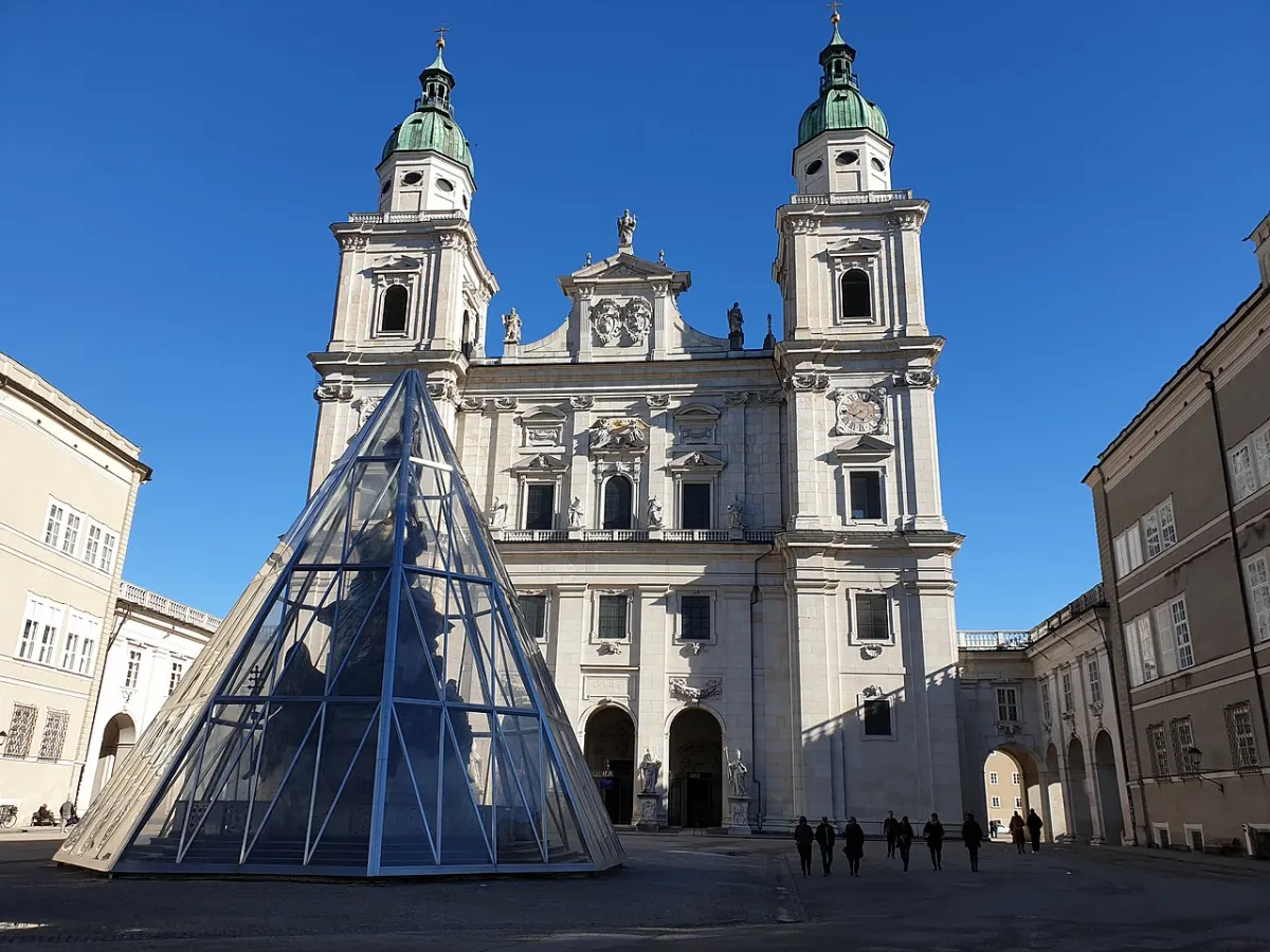 Salzburg Cathedral on the Domplatz, the open-air stage for Jedermann at the Salzburg Festival