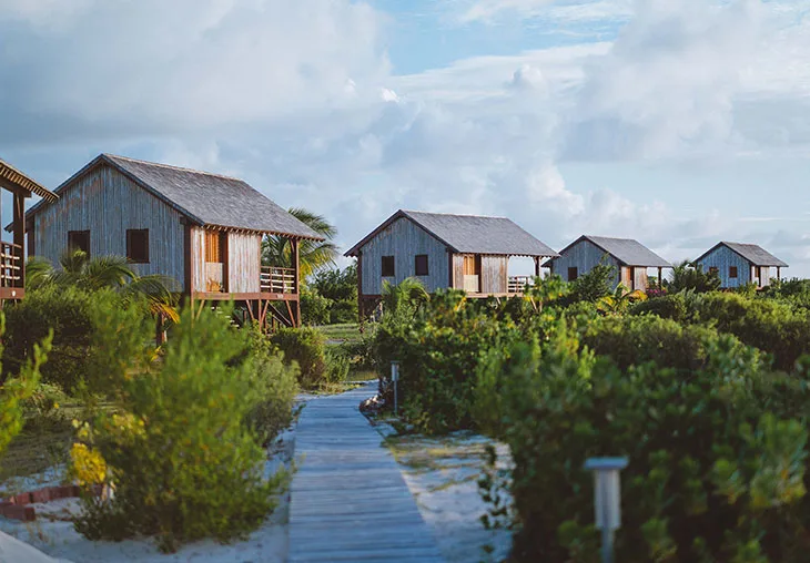 Barbuda Belle timber beach bungalows on a remote Barbuda beach