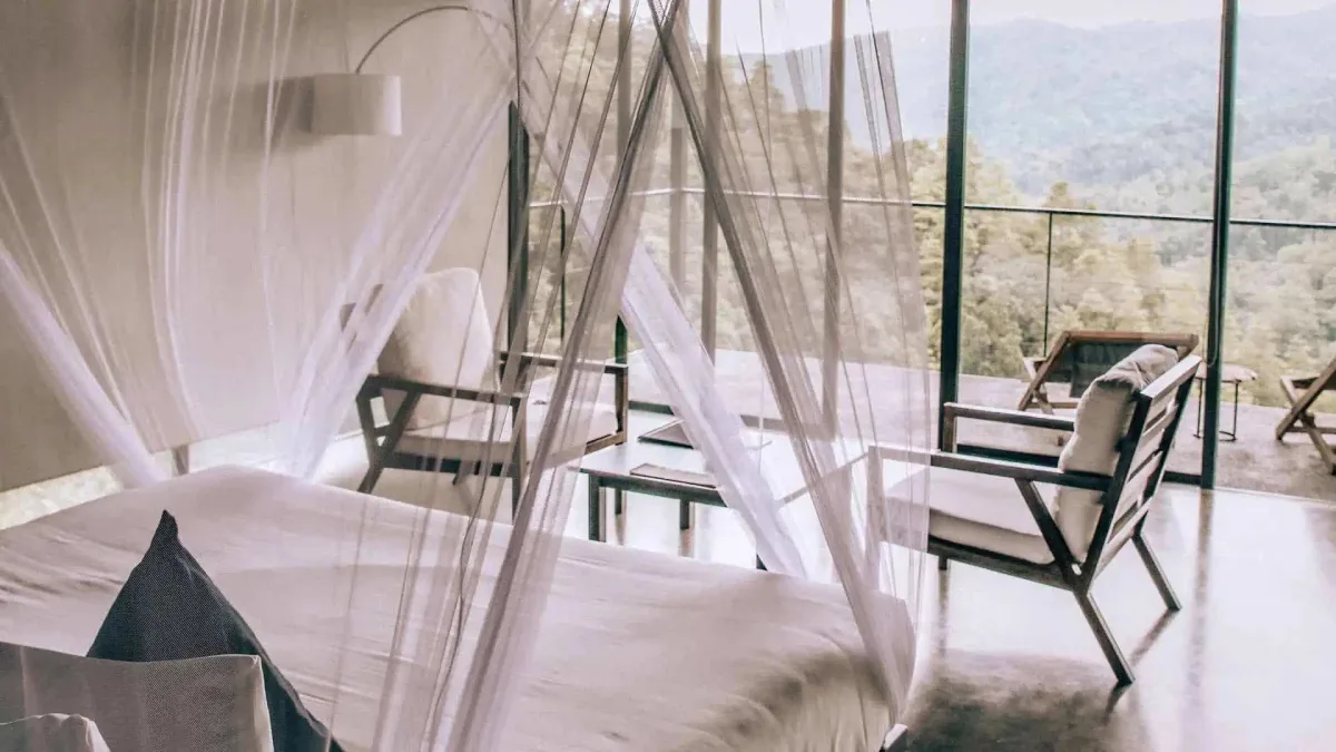 Santani Wellness Kandy Mountain View Chalet with glass wall facing the Knuckles Range, Sri Lanka Ayurveda retreat