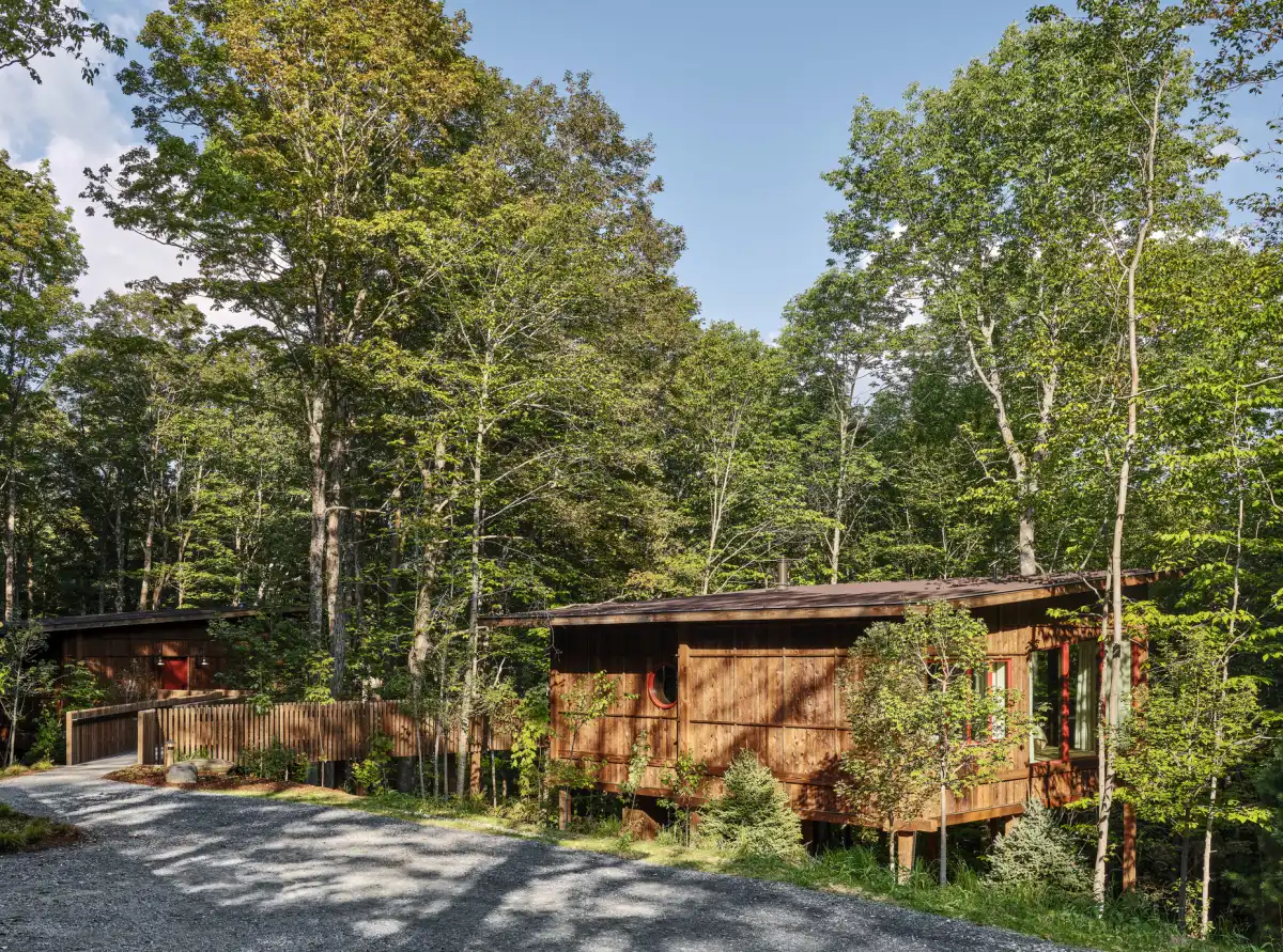 Twin Farms treehouse accommodations by Michaelis Boyd in the Vermont woods, the best fall foliage hotel in New England