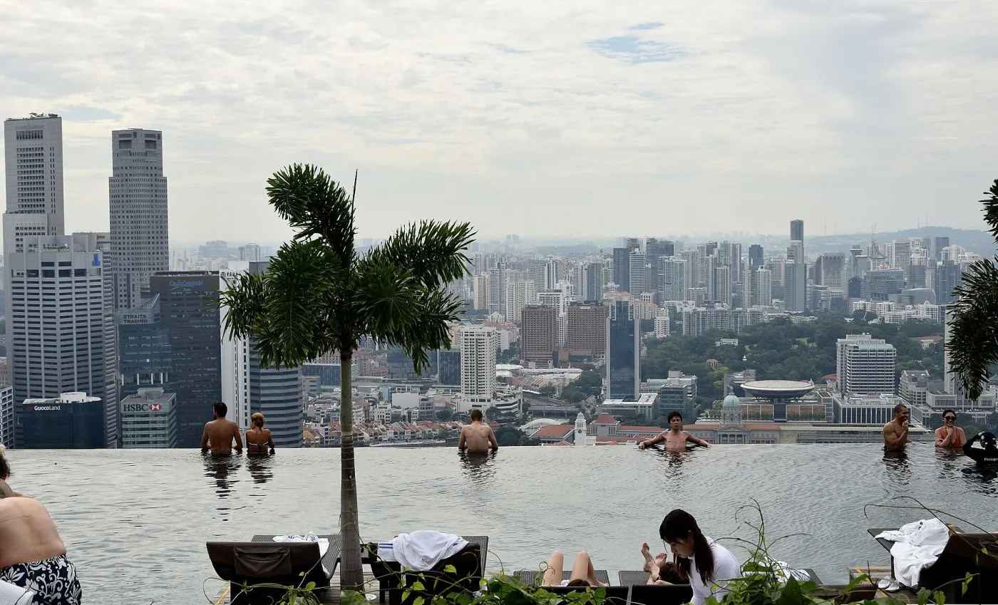 The SkyPark infinity pool at Marina Bay Sands, one of the best hotel pools in the world