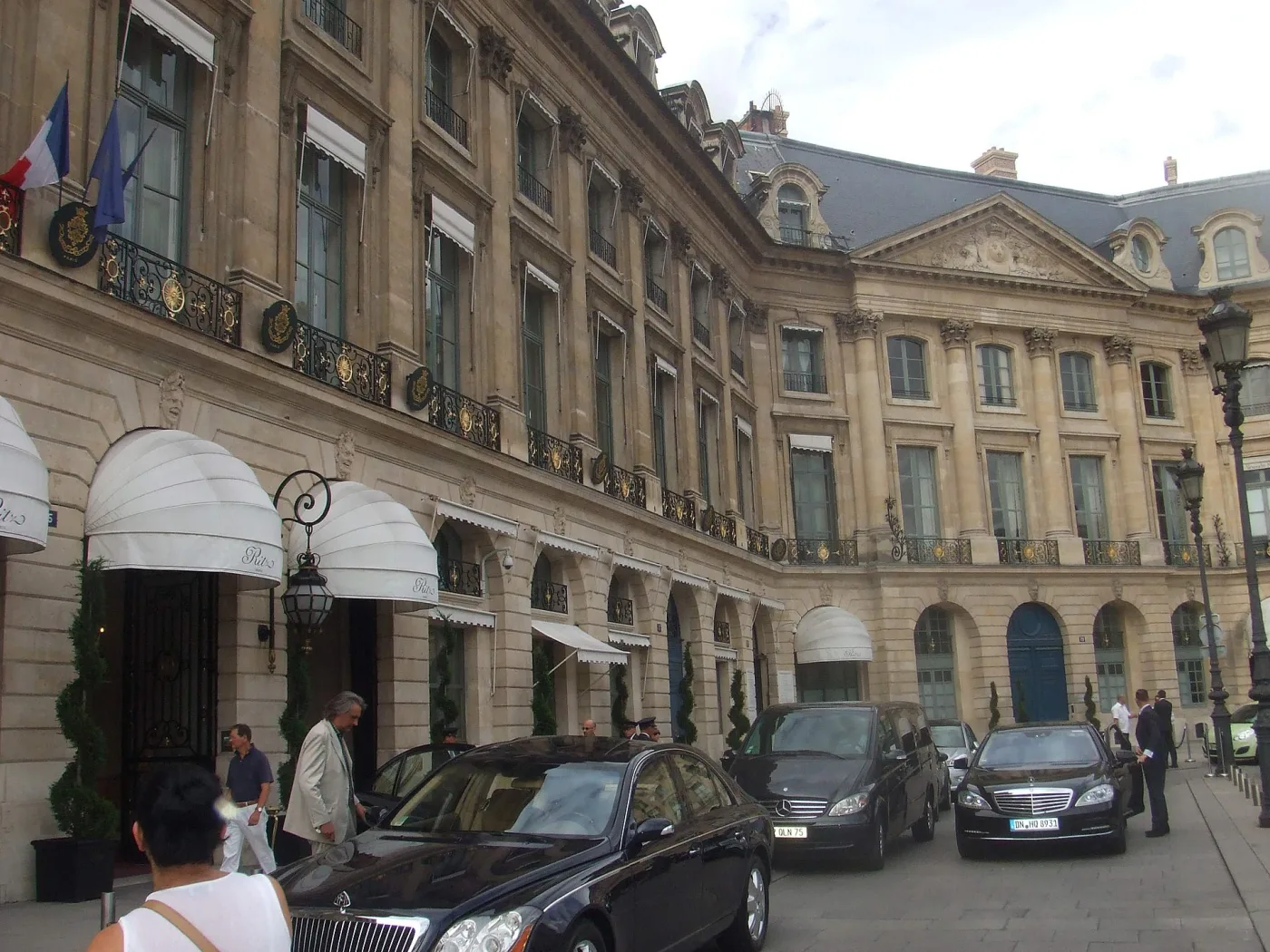 The Ritz Paris facade on Place Vendome, home of Coco Chanel's famous Suite 302