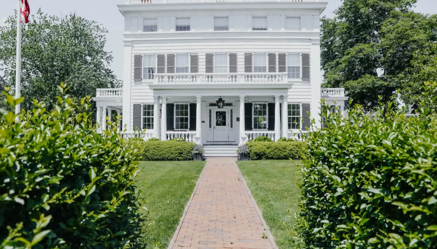 Topping Rose House, a white 19th-century mansion, one of the best luxury hotels in the Hamptons