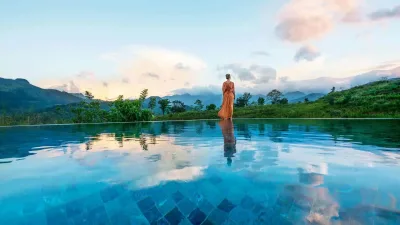 Infinity pool at Santani Wellness Kandy overlooking the Knuckles Range, the best Ayurveda retreat in Sri Lanka