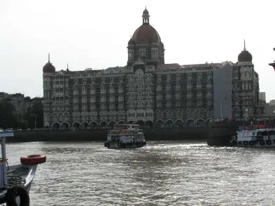 The Taj Mahal Palace hotel in Mumbai seen from the Arabian Sea, with its central dome