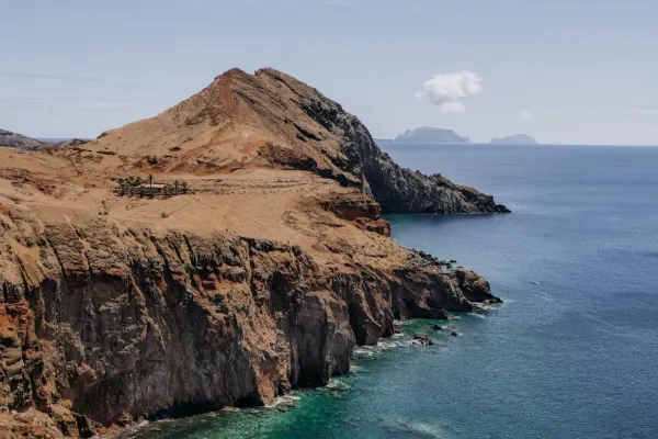 Rocky desert coastline meeting the Sea of Cortez in Baja California