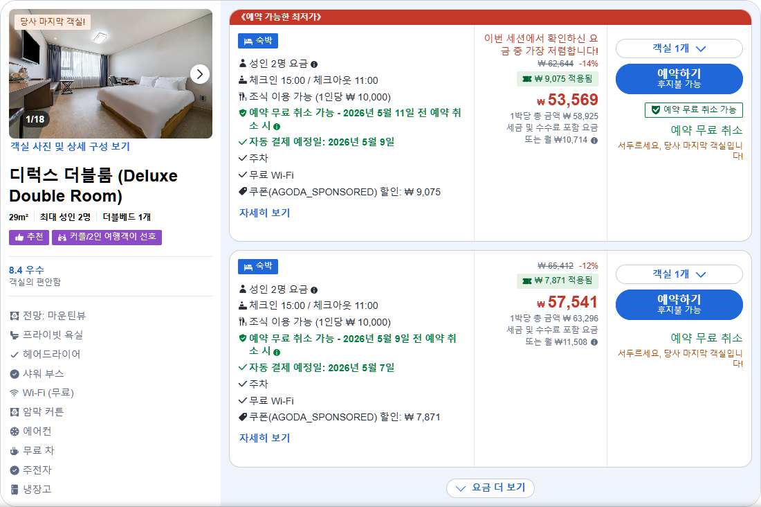 디럭스 더블룸 (Deluxe Double Room)