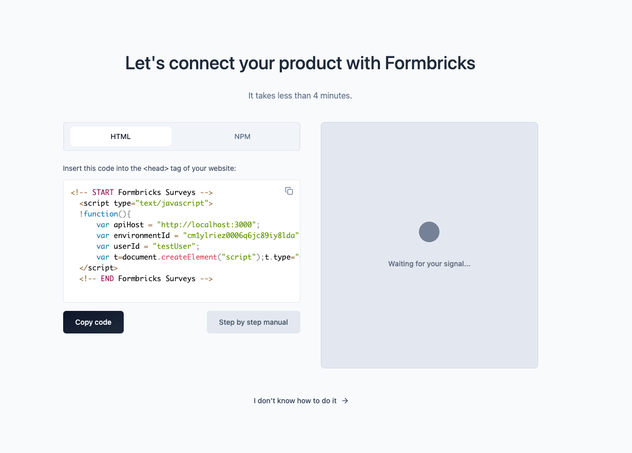 connect product to
formbricks