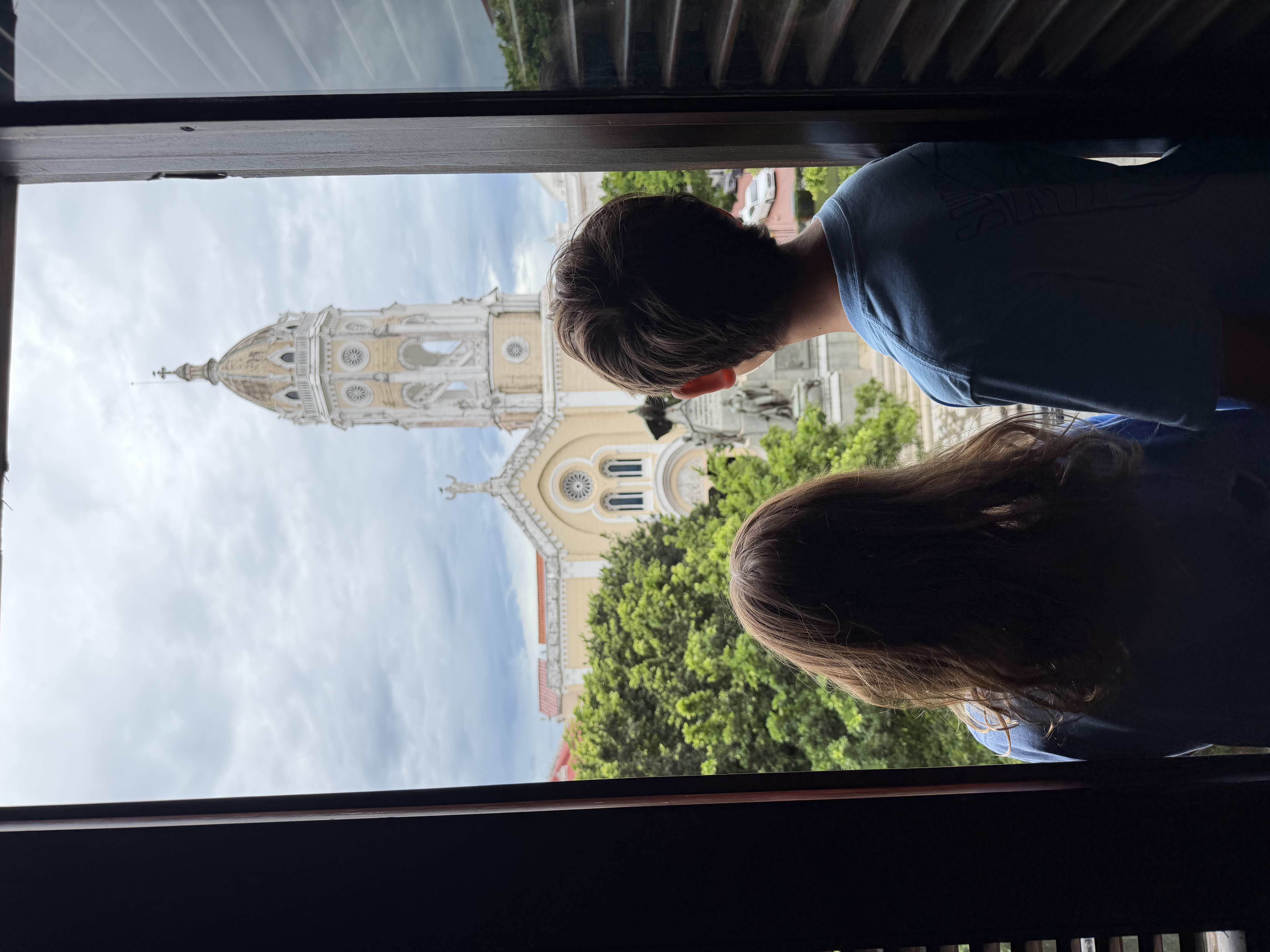 Kids looking out the window