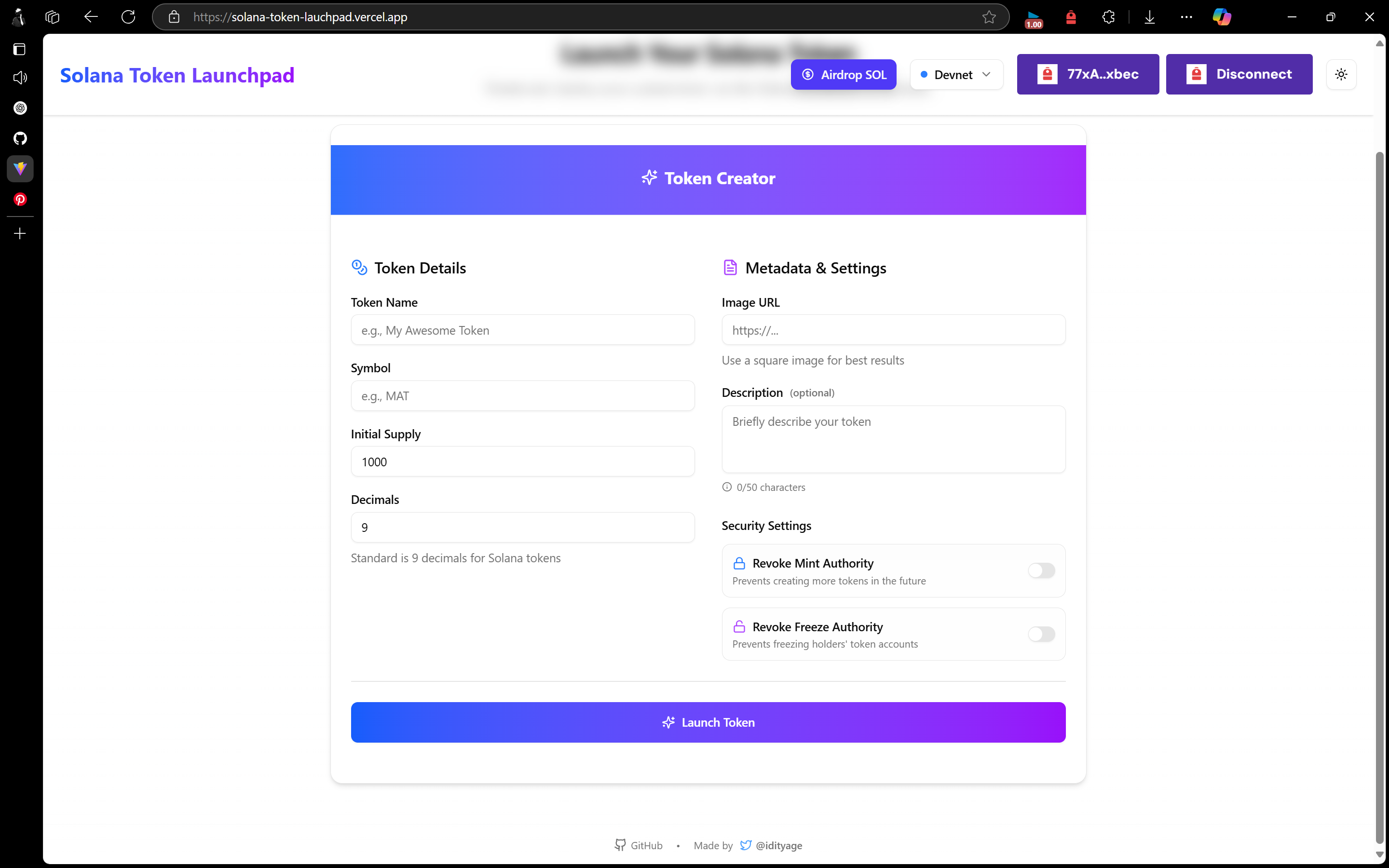 Solana Token Launchpad
