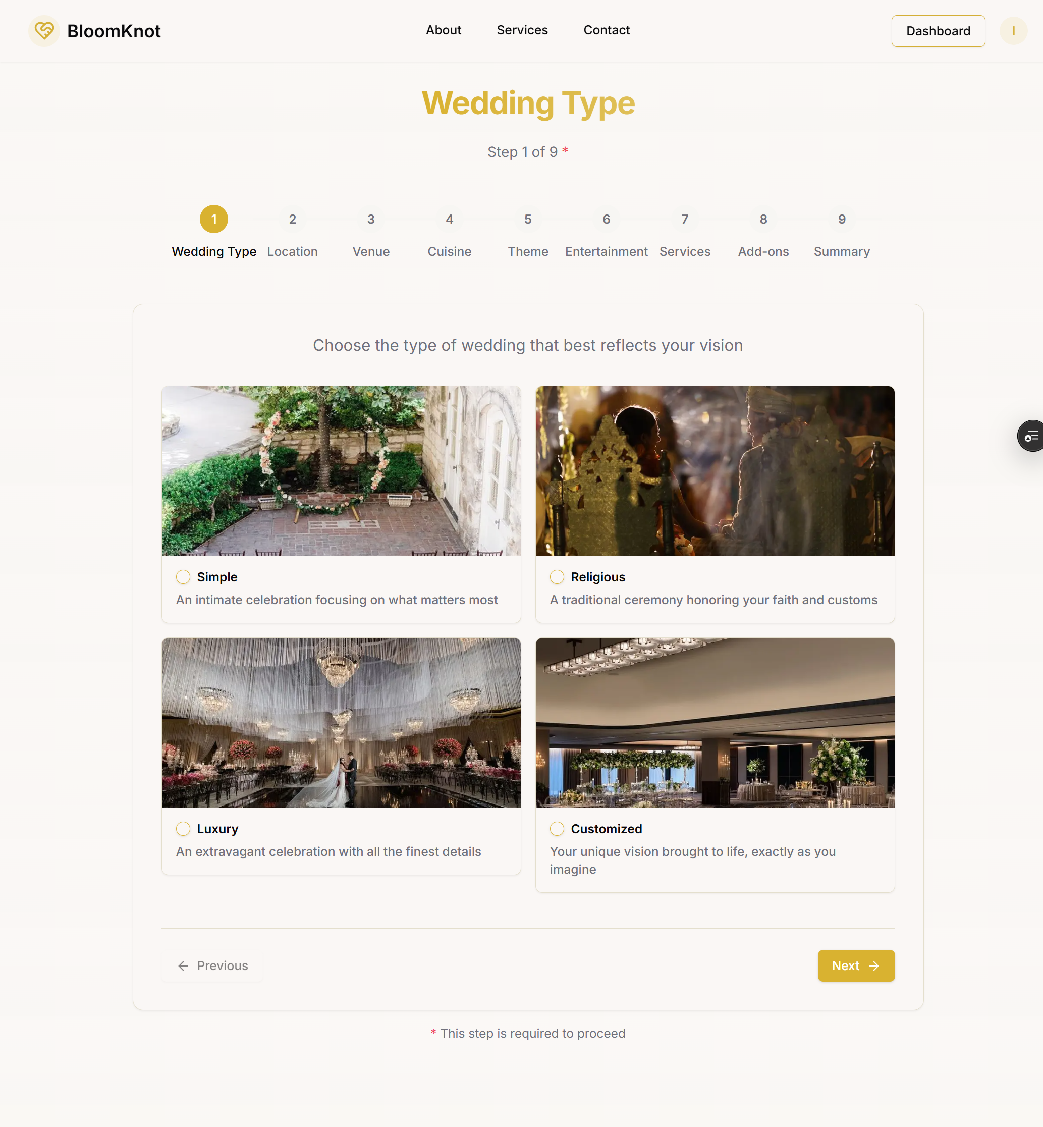 Elegant wedding ceremony setup