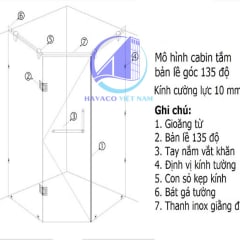 Cabin nhà tắm sử dụng cửa kính mở quay - Cửa kính cường lực nhà tắm - Cabin vách kính phòng tắm