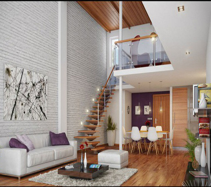 Thiết kế nhà 30m2 cấp 4 có gác lửng, nhà sử dụng cầu thang, lan can kính cường lực - Xây nhà cấp 4 30m2 hết bao nhiêu tiền