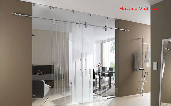 Cửa kính lùa treo dùng ray trượt inox