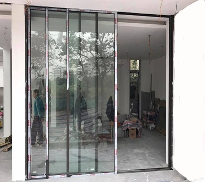 Mẫu cửa kính cường lực khung nhôm - [Tuyệt Đẹp] Các mẫu cửa kính cường lực phòng khách