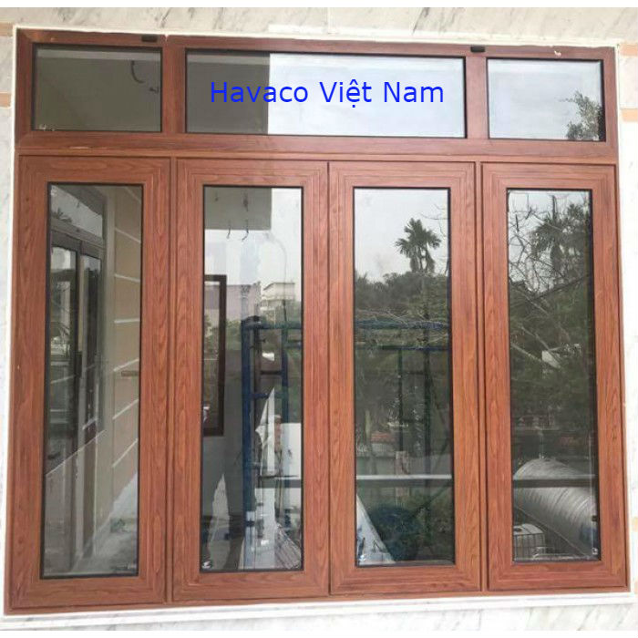 Mẫu cửa đi nhôm Xingfa vân gỗ đẹp