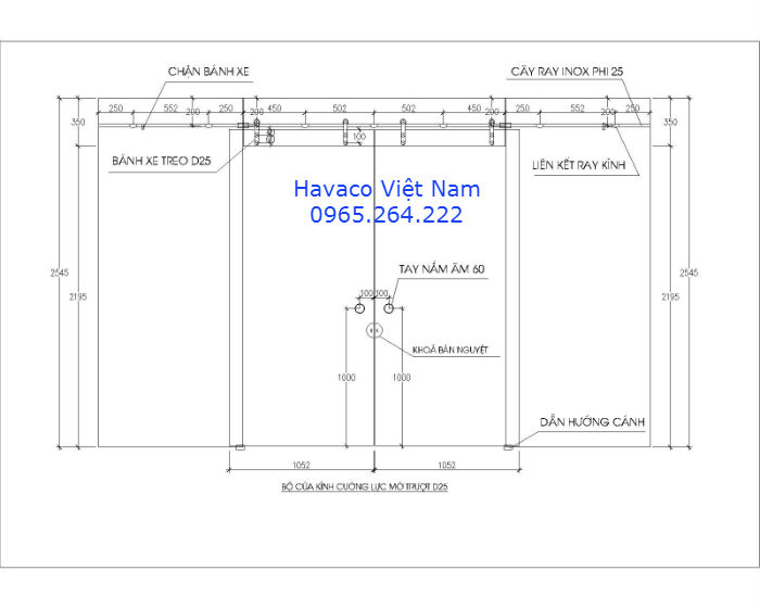 Cửa kính lùa 2 cánh