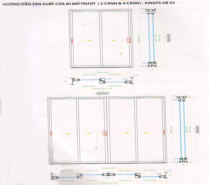 Sản xuất cửa đi nhôm Xingfa mở trượt