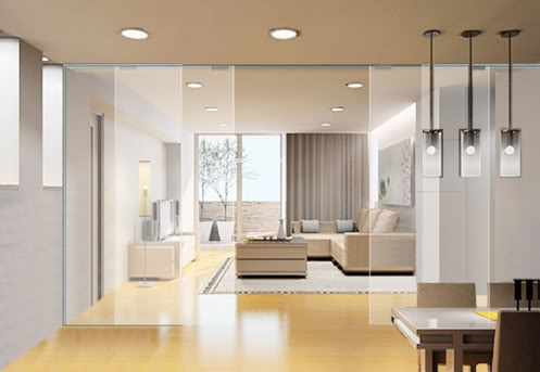 Vách ngăn phòng khách và phòng ăn, phòng bếp bằng nhôm kính - Vách ngăn phòng khách và bếp bằng tường nhôm kính, nhựa tuyệt đẹp