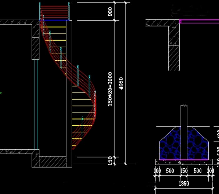 Không gian ứng dụng thực tế của Bản vẽ CAD cầu thang xoắn ốc: cách đọc và lưu ý