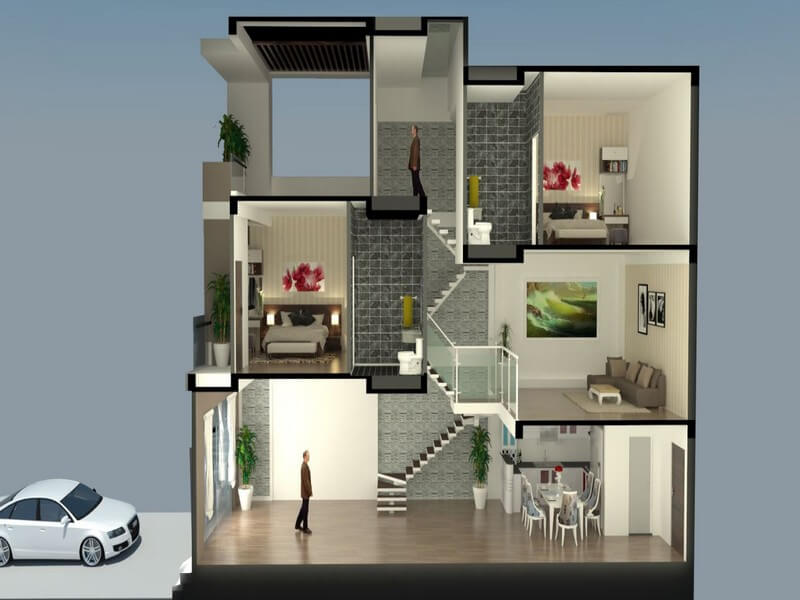 Chi tiết vật liệu và cấu tạo liên quan Mẫu nhà lệch tầng hiện đại