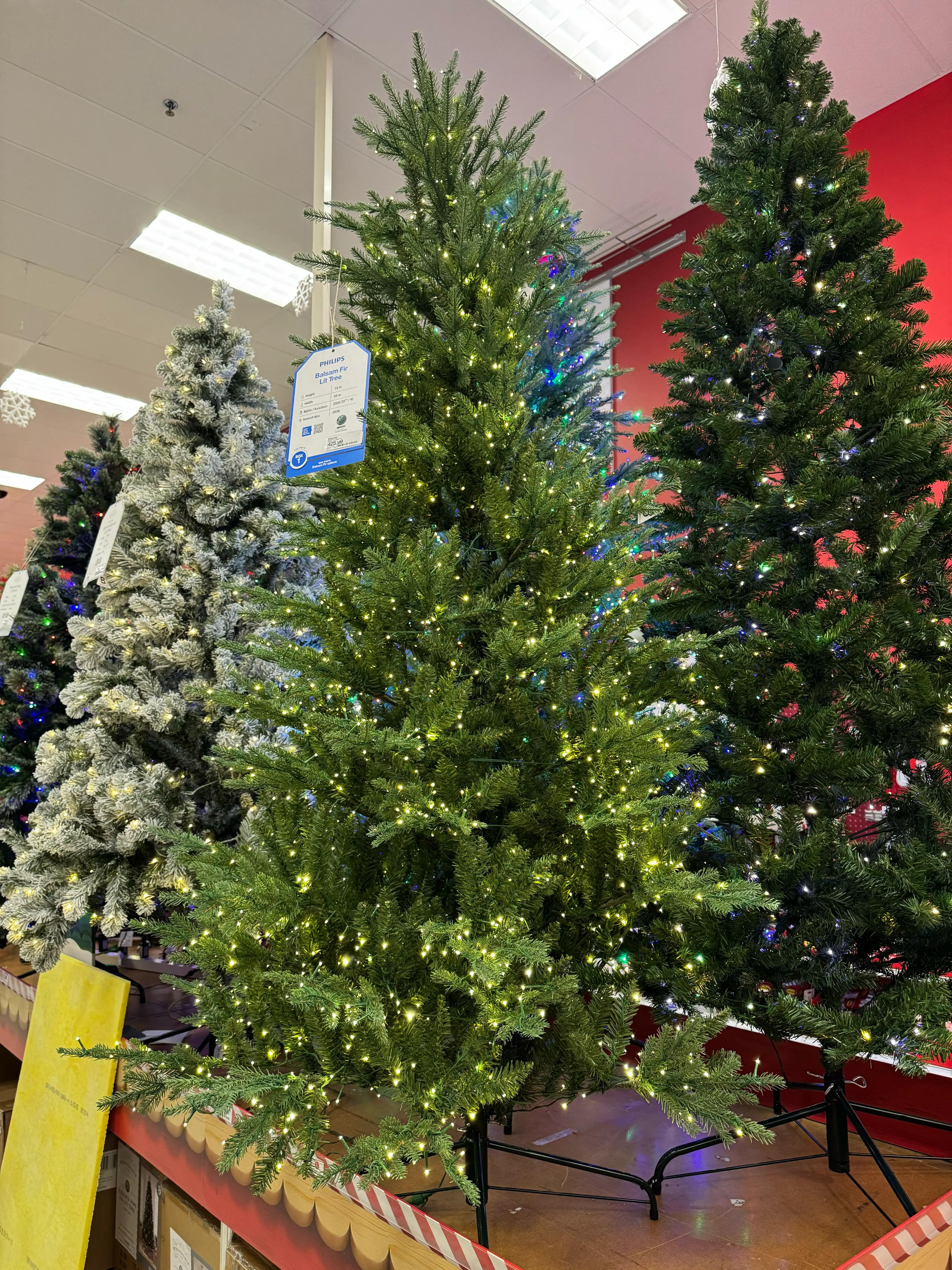 Dense traditional fir with full PVC branches, minimal gaps, warm white micro LEDs evenly distributed throughout