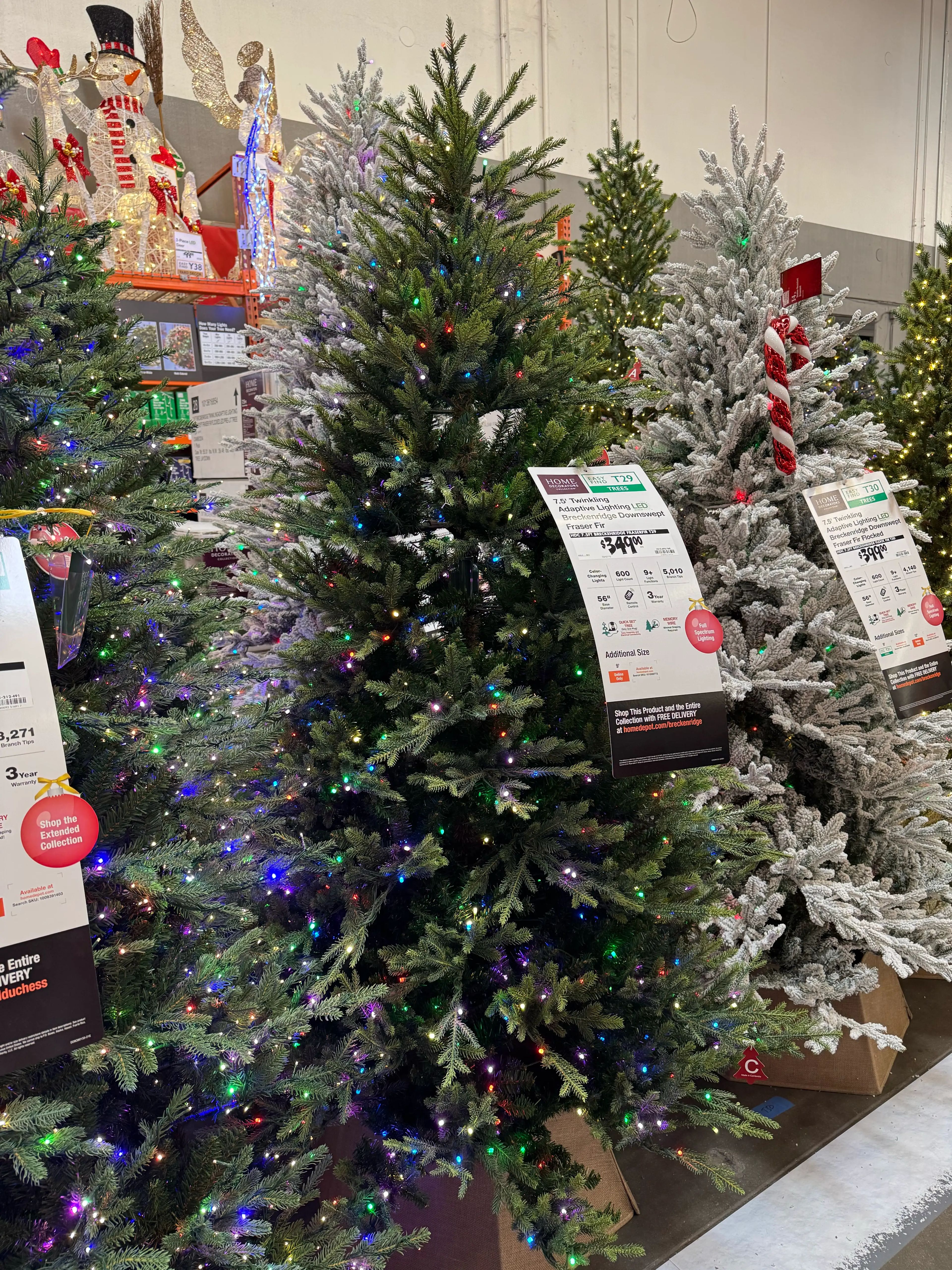 Dense mixed PVC/PE fir with multicolor mini bulbs throughout, full shape with minimal gaps, natural green color