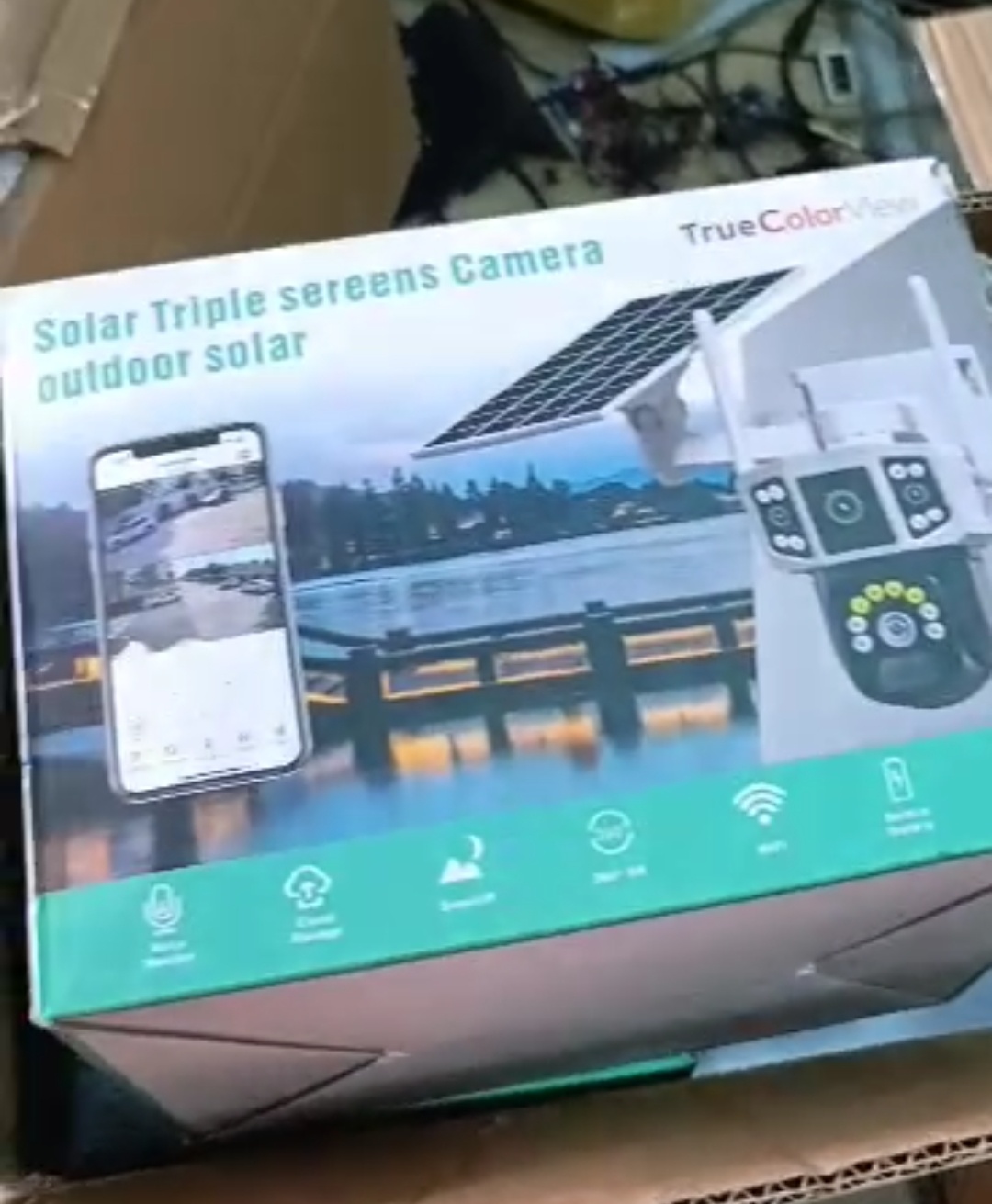 Triple Screen View V380 Dual lenses solar Camera, 4G sim enabled. Memory card support upto 512gb. 10x optical zoom. 5v Solar panel with typeC interface. Rain proof. - Image 3