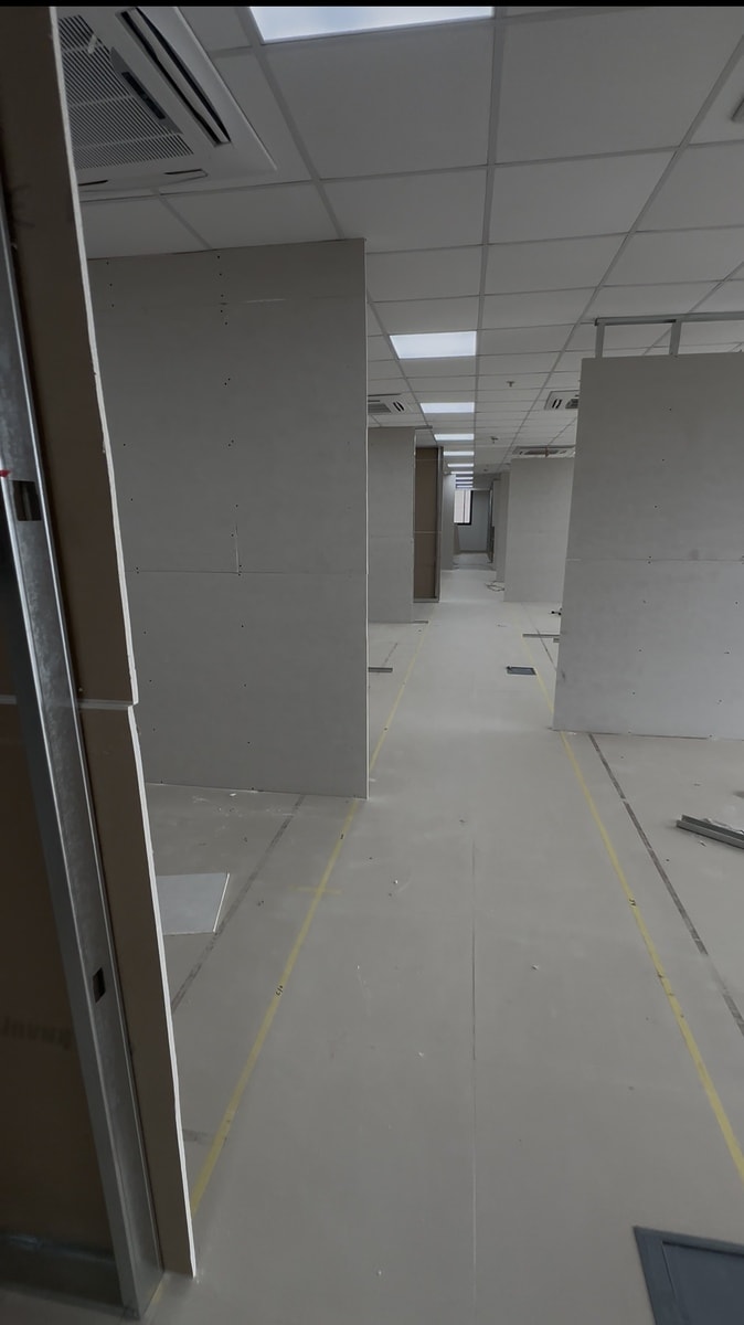 Ghana Maritime Authority — plasterboard partition walls, office fit-out in progress