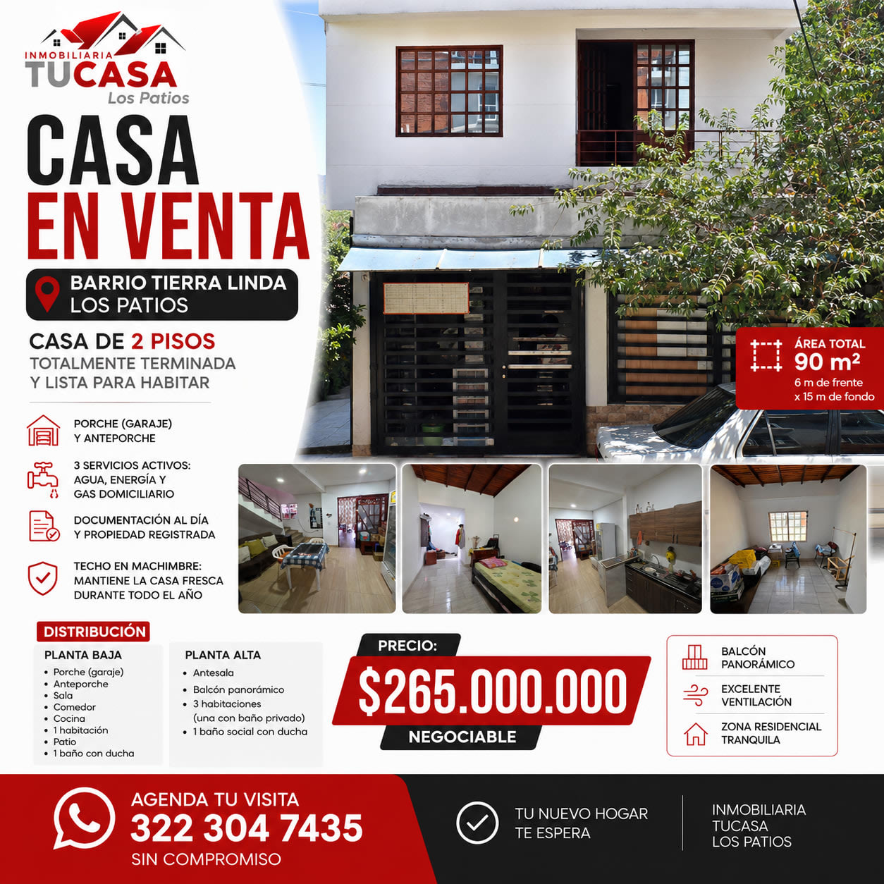 Casa en Tierra Linda, Los Patios - 2 Pisos, 4 Habitaciones y 90 m²