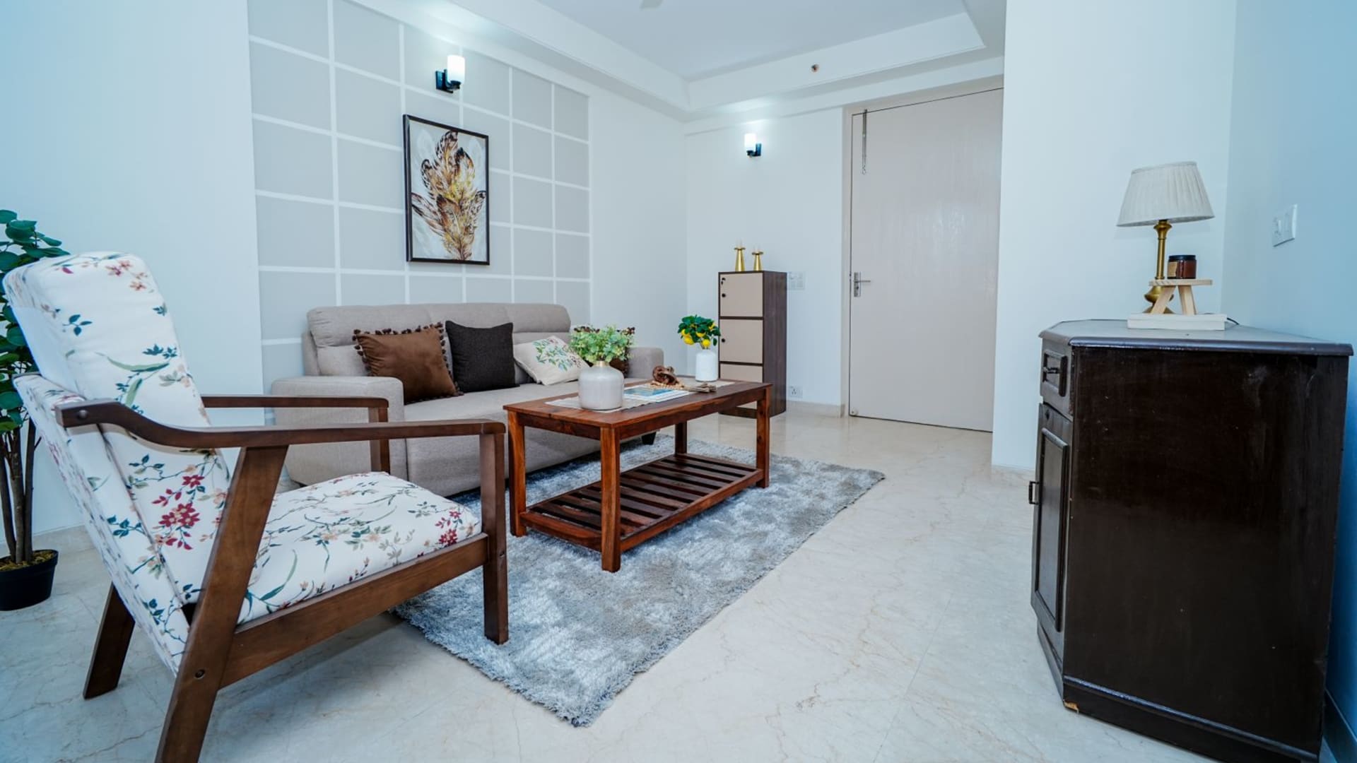 Living room of a three-bedroom flat at Bestech Park View Sanskruti, Sector 92, Gurgaon