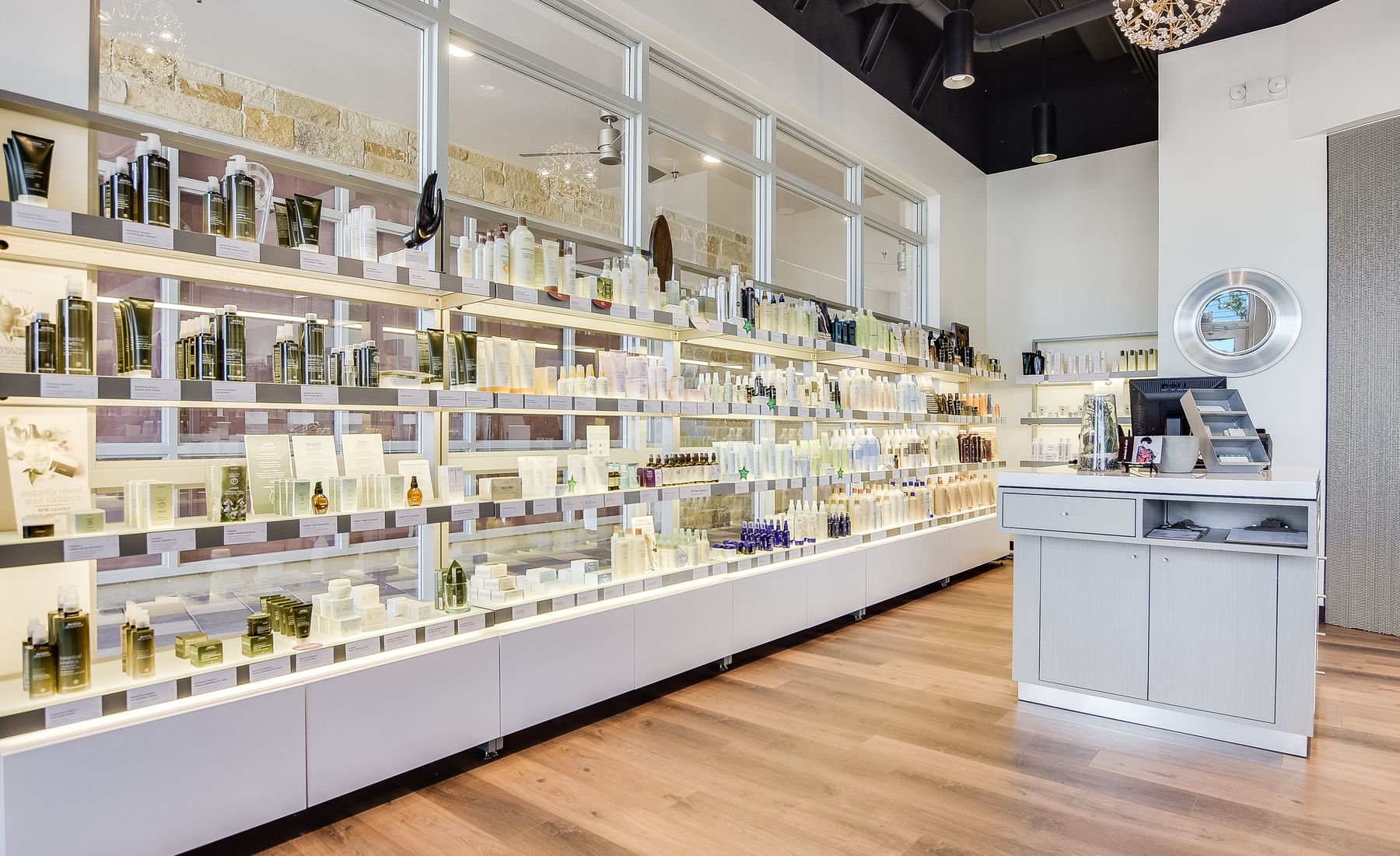 The Aveda retail wall