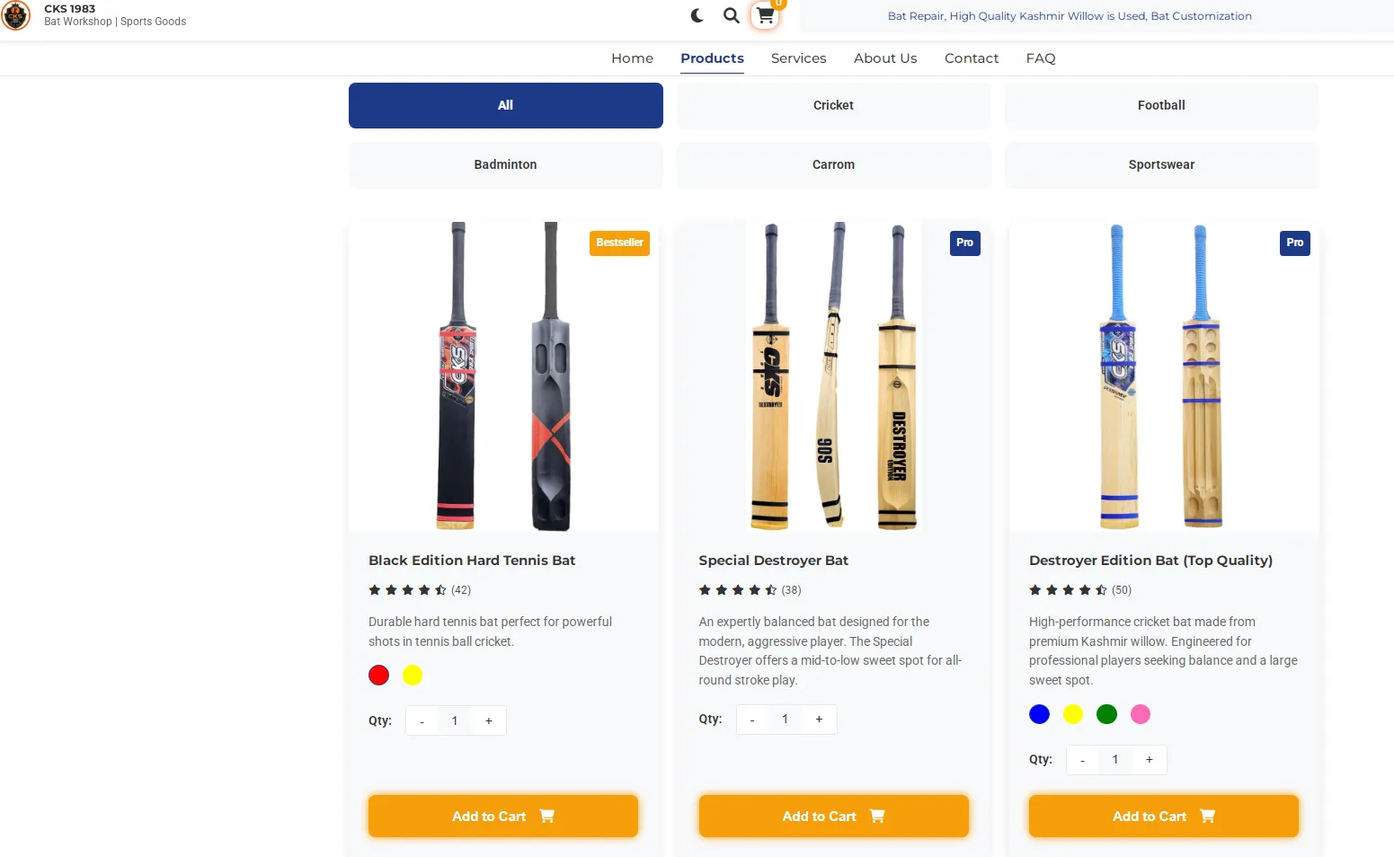 Sports Store Mobile WebApp