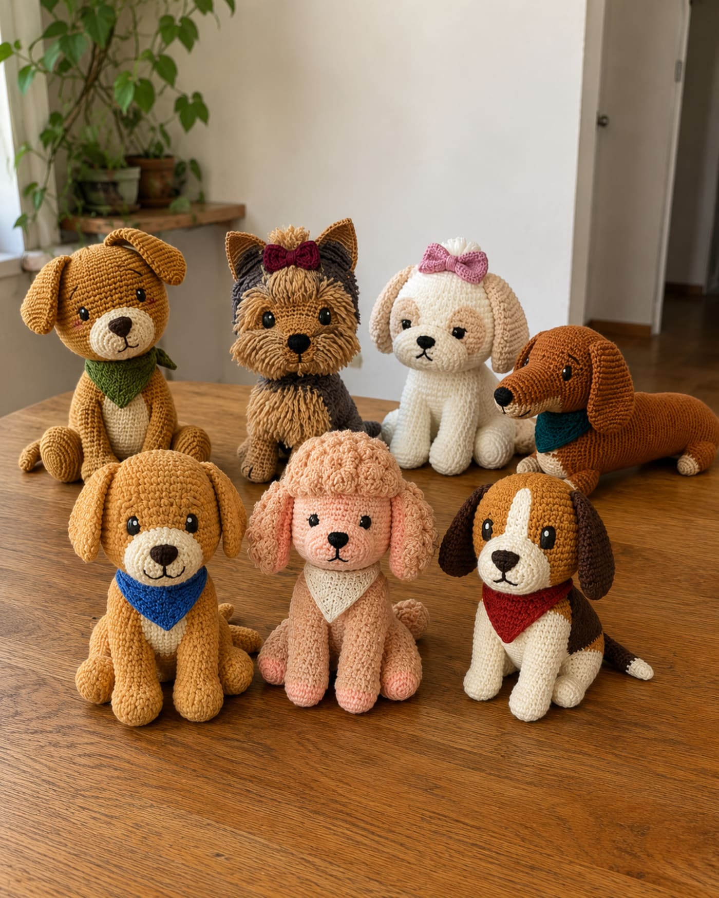Cachorrinho de amigurumi com bandana azul