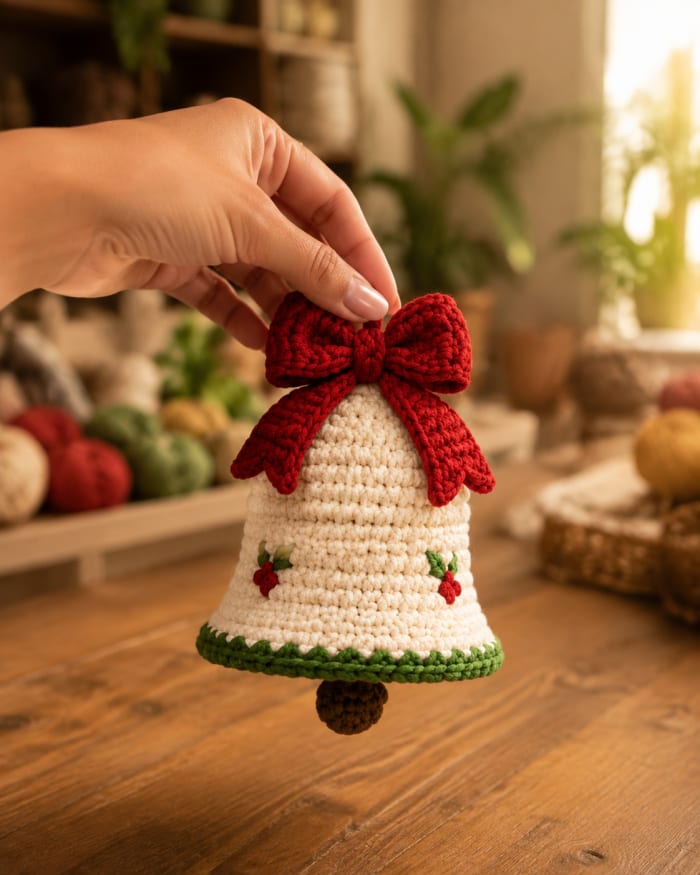Sino de Natal em amigurumi