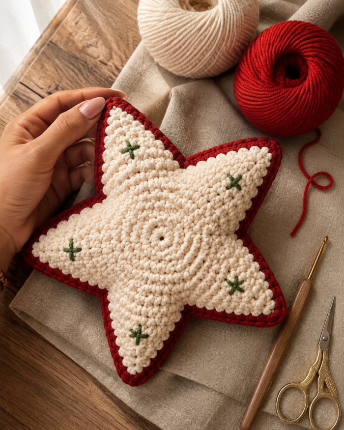 Estrela de Natal em amigurumi