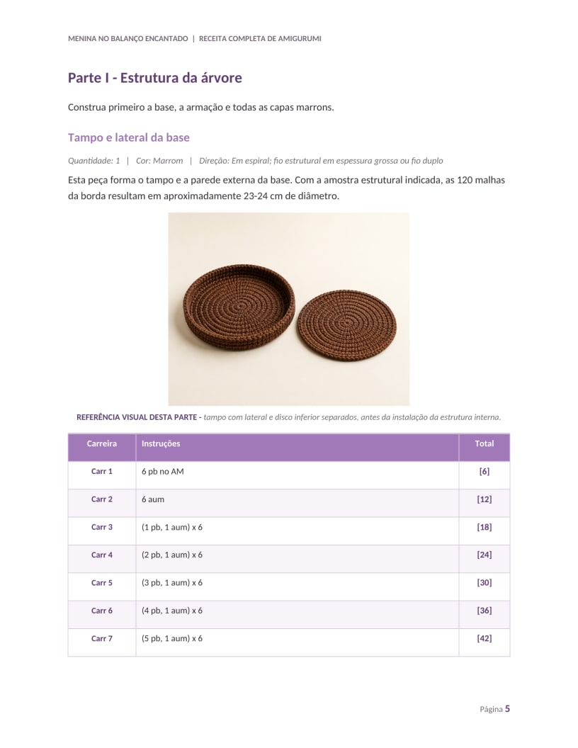 Página 5 da receita com tabela de carreiras