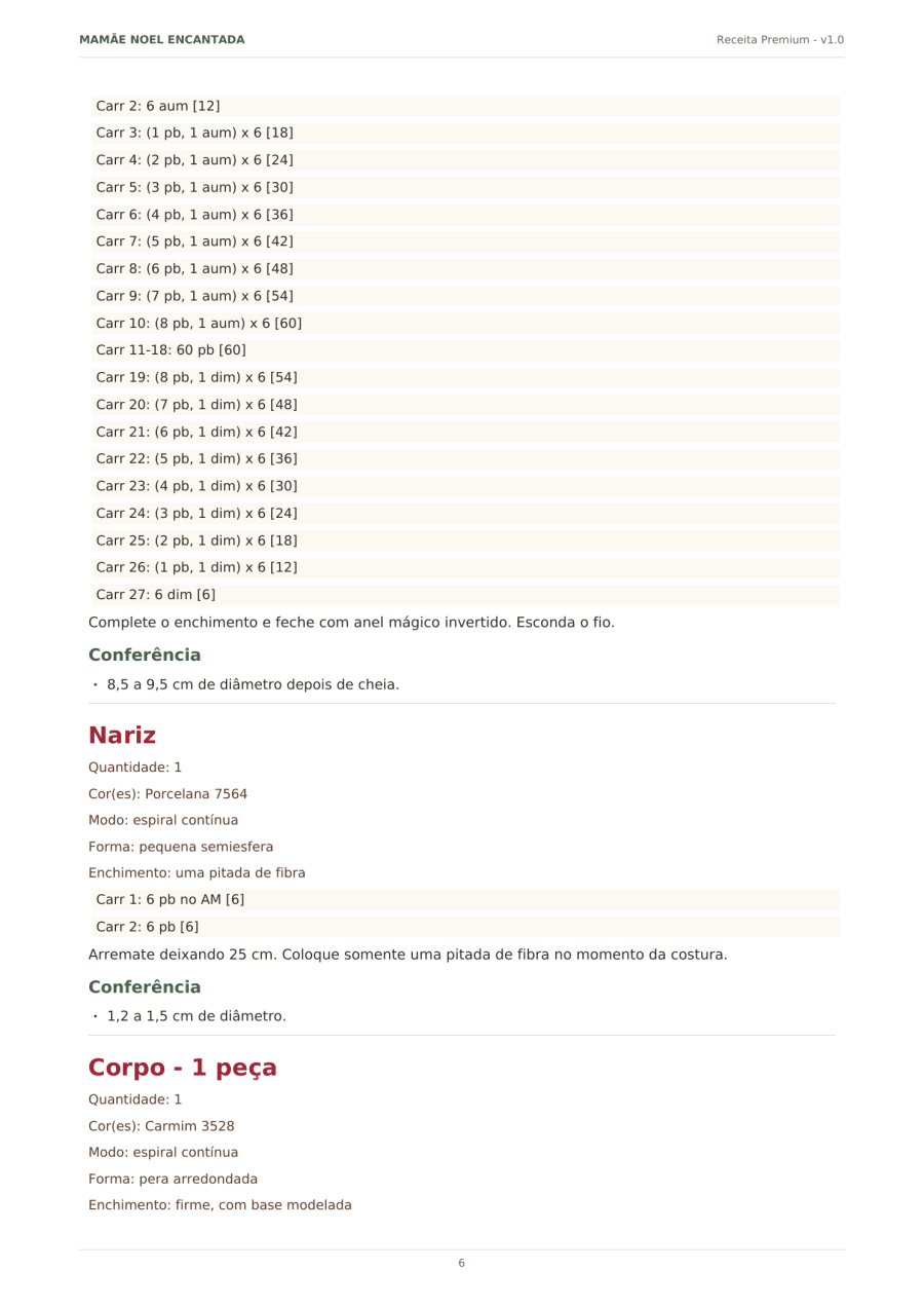 Prévia da receita com carreiras e contagens