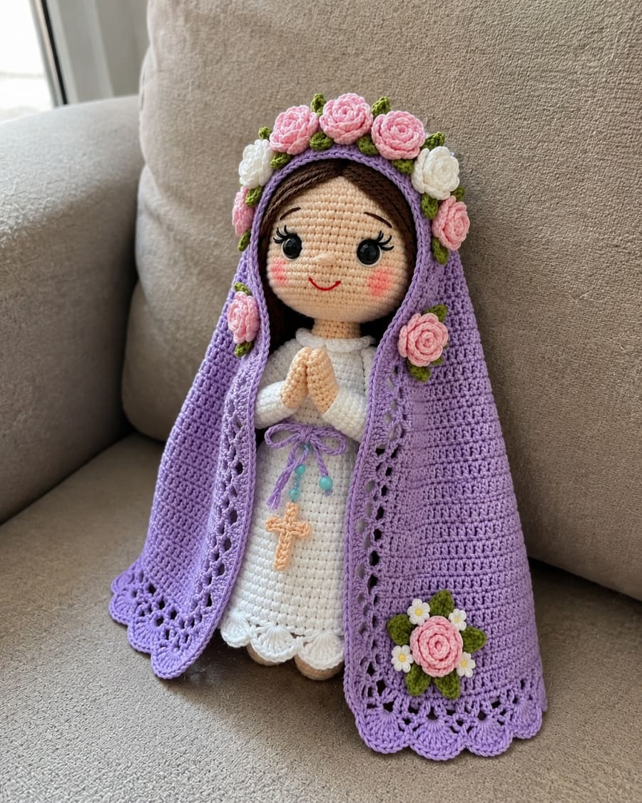 Nossa Senhora da Abadia em amigurumi pronta