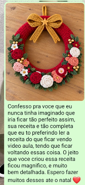 Mensagem de cliente elogiando o nível de detalhe e a clareza da receita da Renata