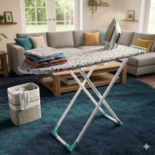 Happer Premium Wooden Ironing Board/Table with Iron Holder