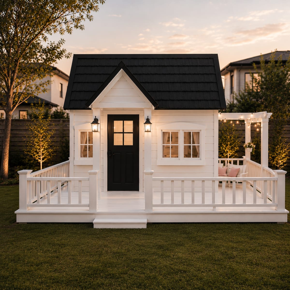 Mini casita de juegos infantil a medida en madera para playroom - Carpintar