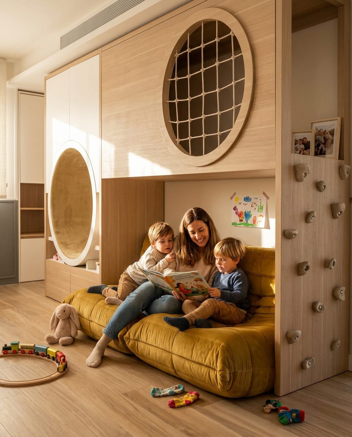 Proyecto de arquitectura infantil a medida - dormitorio y playroom de Carpintar