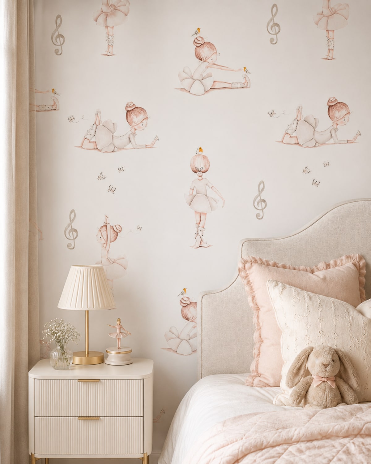 Empapelado infantil premium diseño Bailarina - vista 1 para dormitorio o playroom - Carpintar