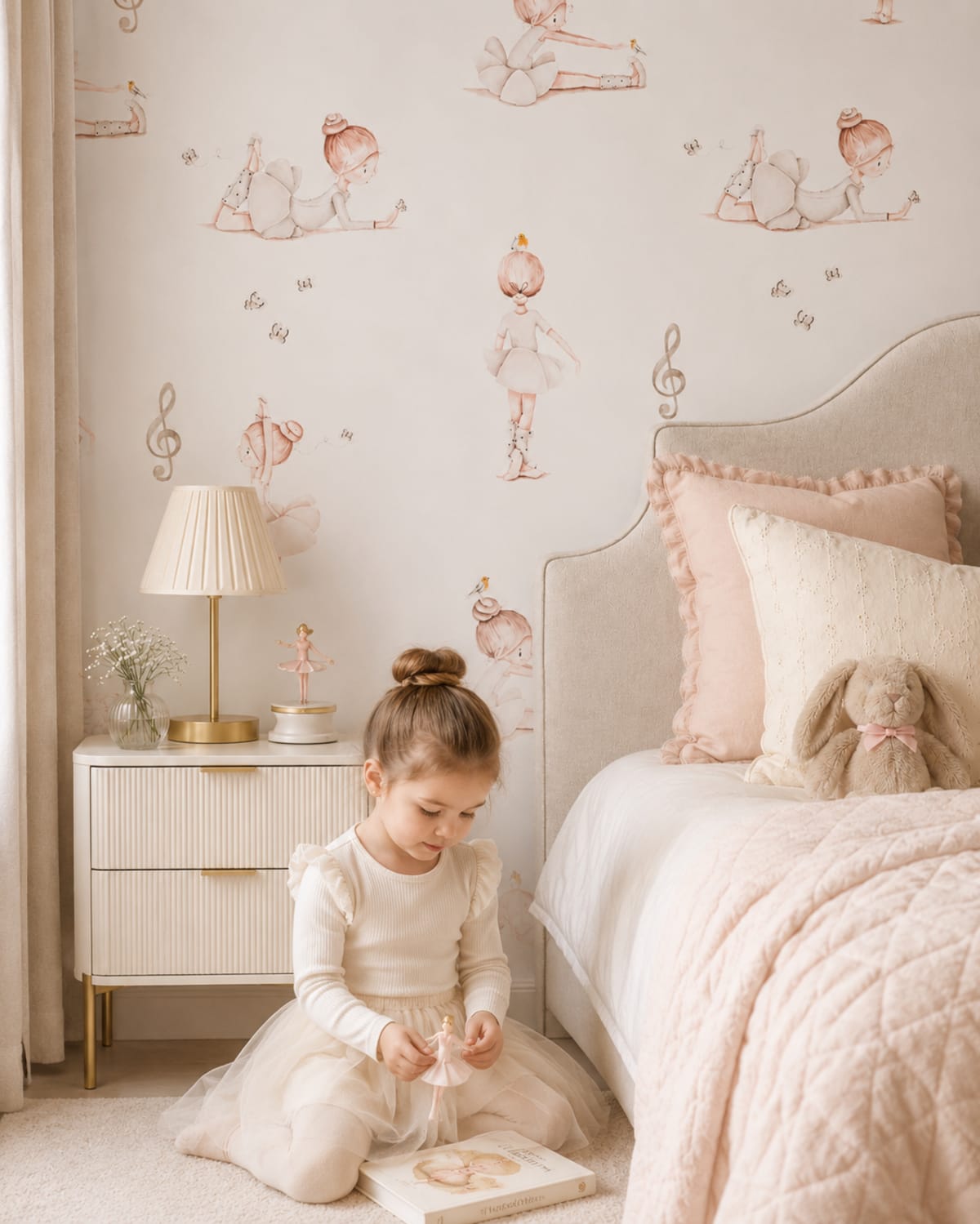 Empapelado infantil premium diseño Bailarina - vista 2 para dormitorio o playroom - Carpintar