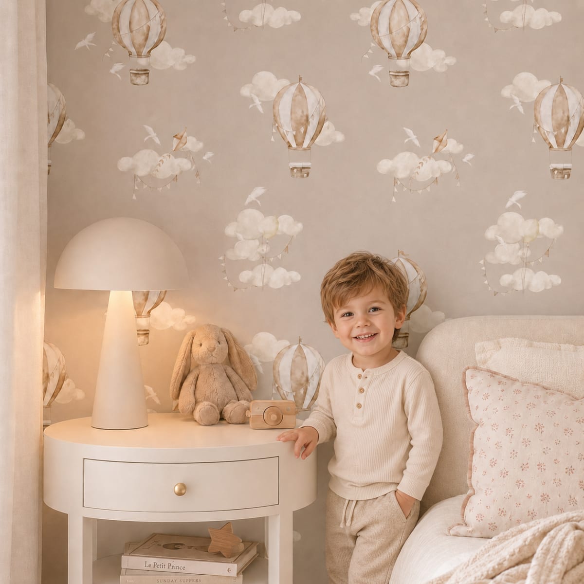 Empapelado infantil premium diseño Globo - vista 2 para dormitorio o playroom - Carpintar