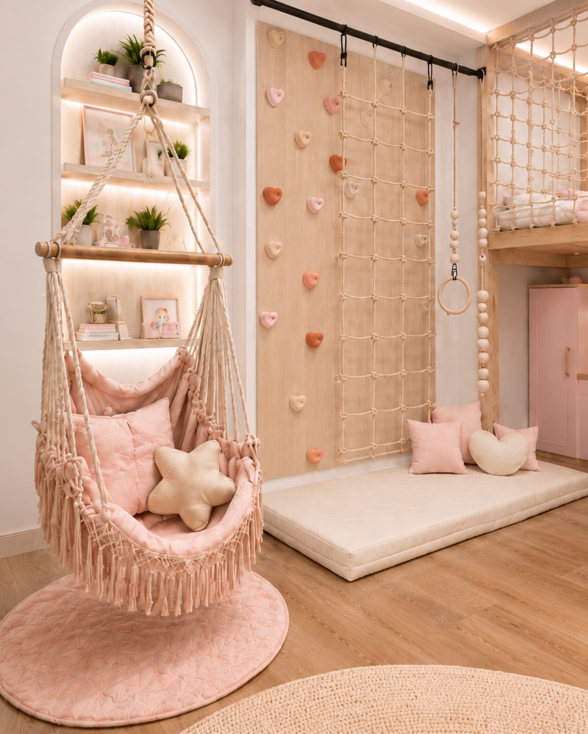 Playroom infantil Rosa a medida con zona de juegos y muebles - proyecto de Carpintar (vista 3)