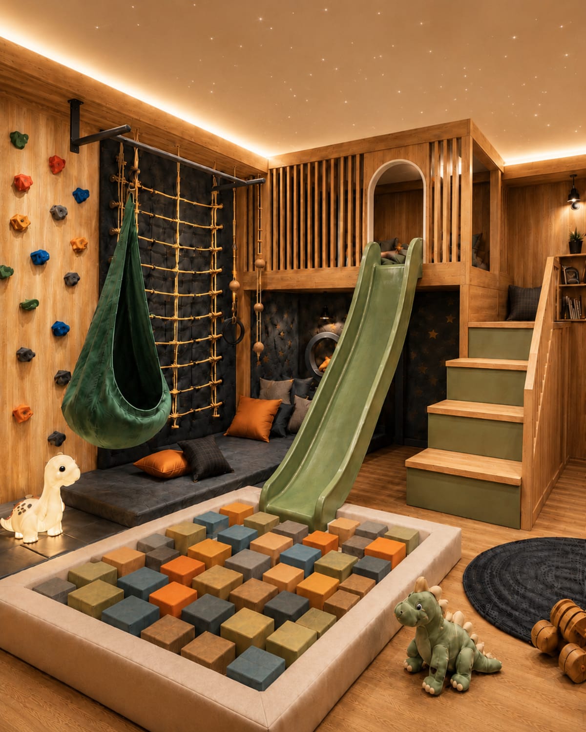Playroom infantil Color a medida con muebles y zona de juegos - proyecto de Carpintar