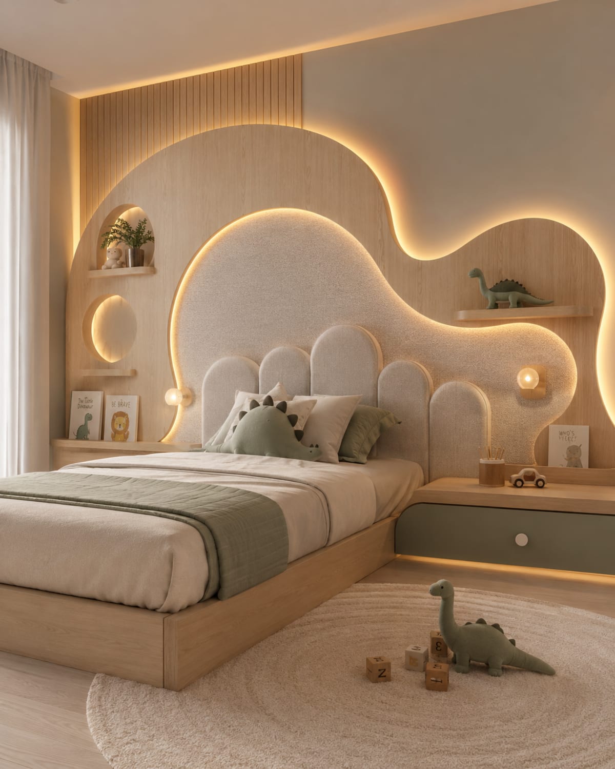 Respaldo infantil Cálido tapizado a medida para cama de niños - de Carpintar